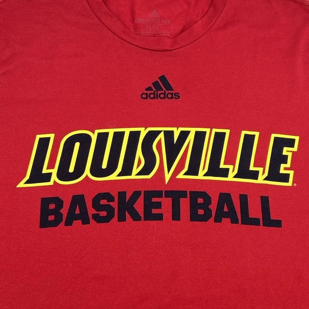 Louisville Cardinals Shirt Men's M Red adidas Long Sleeve Crew Neck Basketball‎